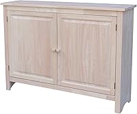 International Concepts 34" Solid Parawood Hall Cupboard Unfinished - Adjustable Shelves Storage Cabinet