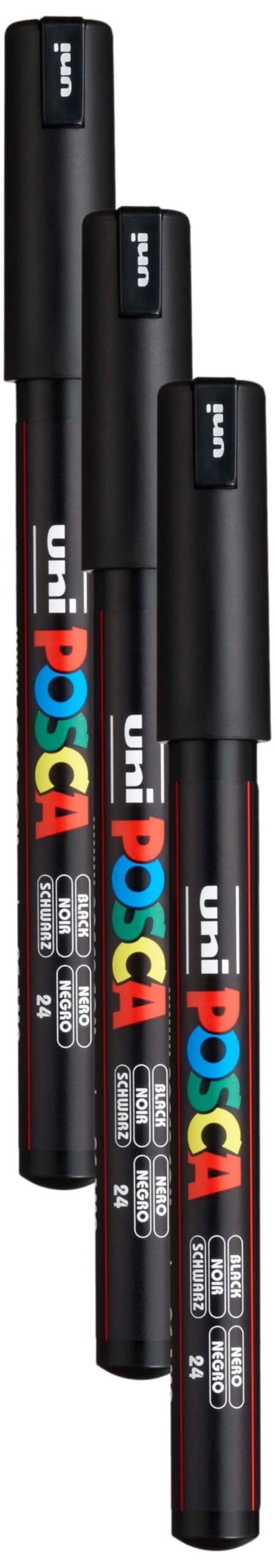 Posca Marker 1MR in Black, Posca Pens for Art Supplies, School Supplies, Rock Art, Fabric Paint, Fabric Markers, Paint Pen, Art Markers, Posca Paint Markers (Pack of 3), PX89862000