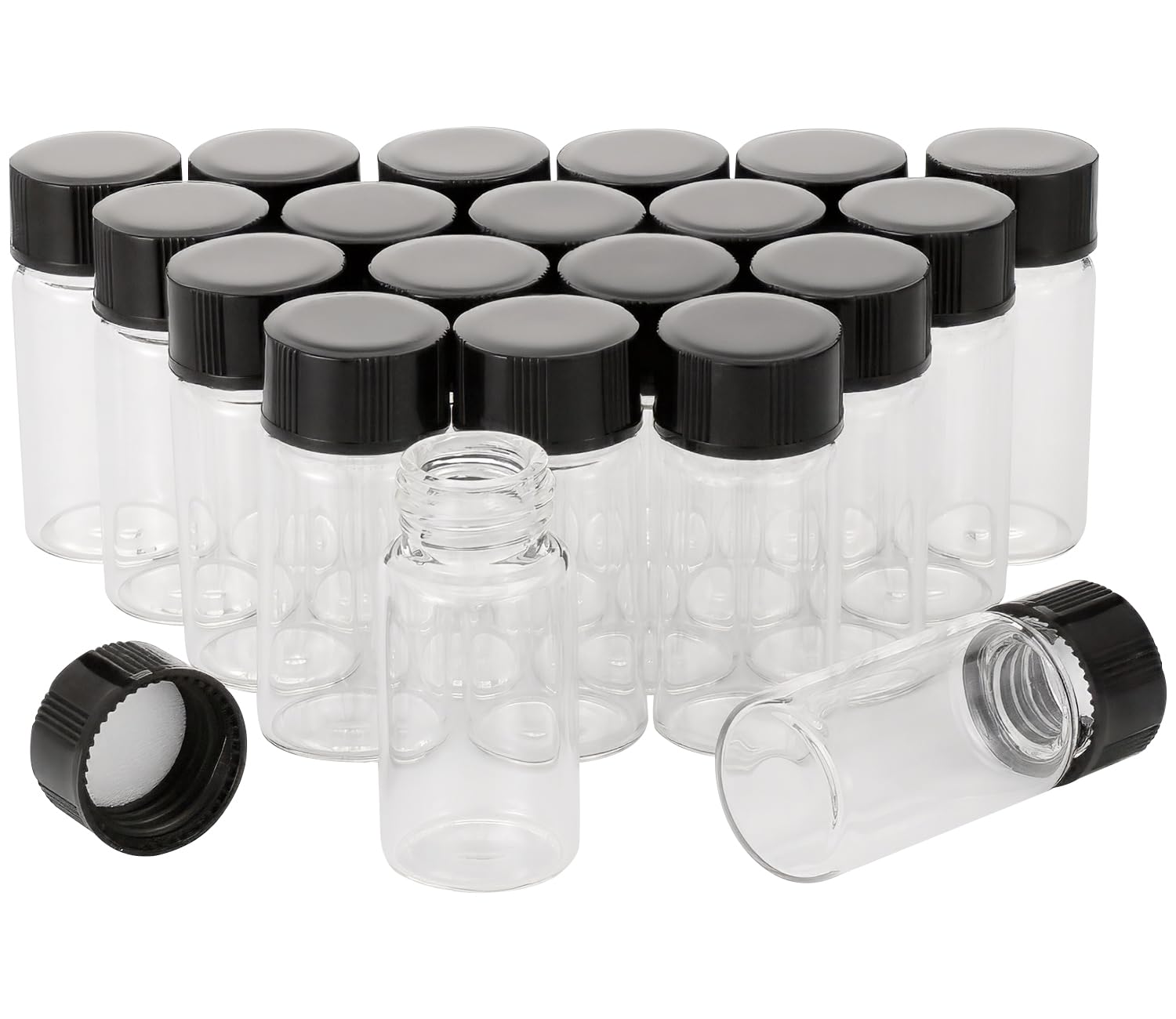 Pxyelec Black Clear Empty Sampling Sample Vials Glass Bottles Vials Screwcap Capacity 5Ml (1/6 Oz) Pack Of 20