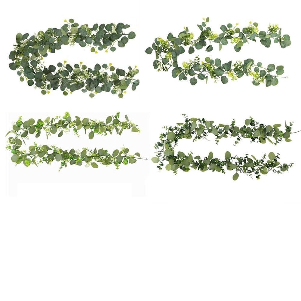 Foglie di eucalipto artificiali, confezione da 2, 0,8 m, ghirlanda verde finta per festa di nozze, decorazione da parete per la casa