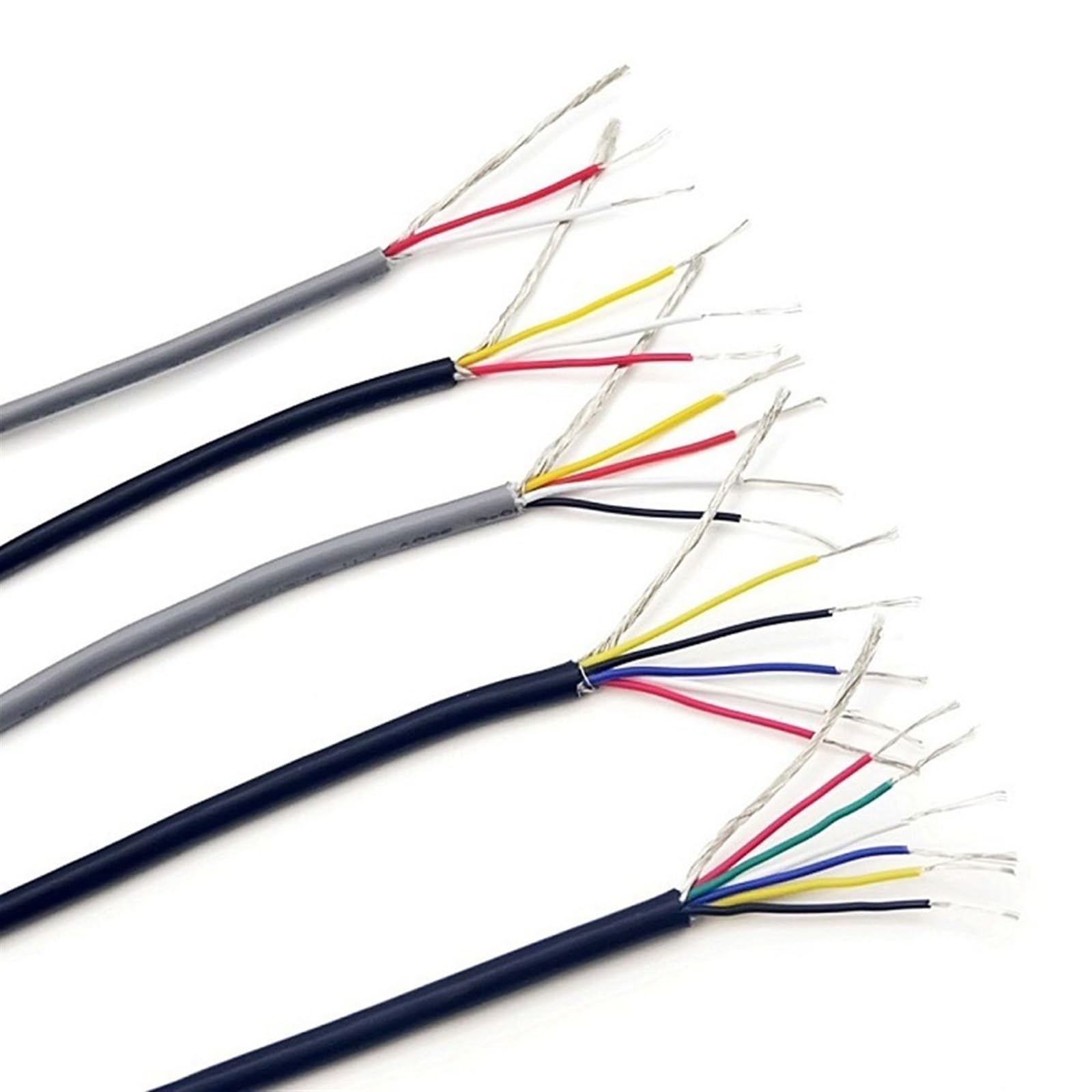 Cable Flexible 2M Signal Control Shielded Wire 2 3 4 5 6 7 Core Headphone Audio Copper Cable UL2547 32AWG 30AWG 28AWG 26AWG 24AWG 22AWG 20AWG Extension Connector(Size:32AWG x 2meter,Color:3Cores)