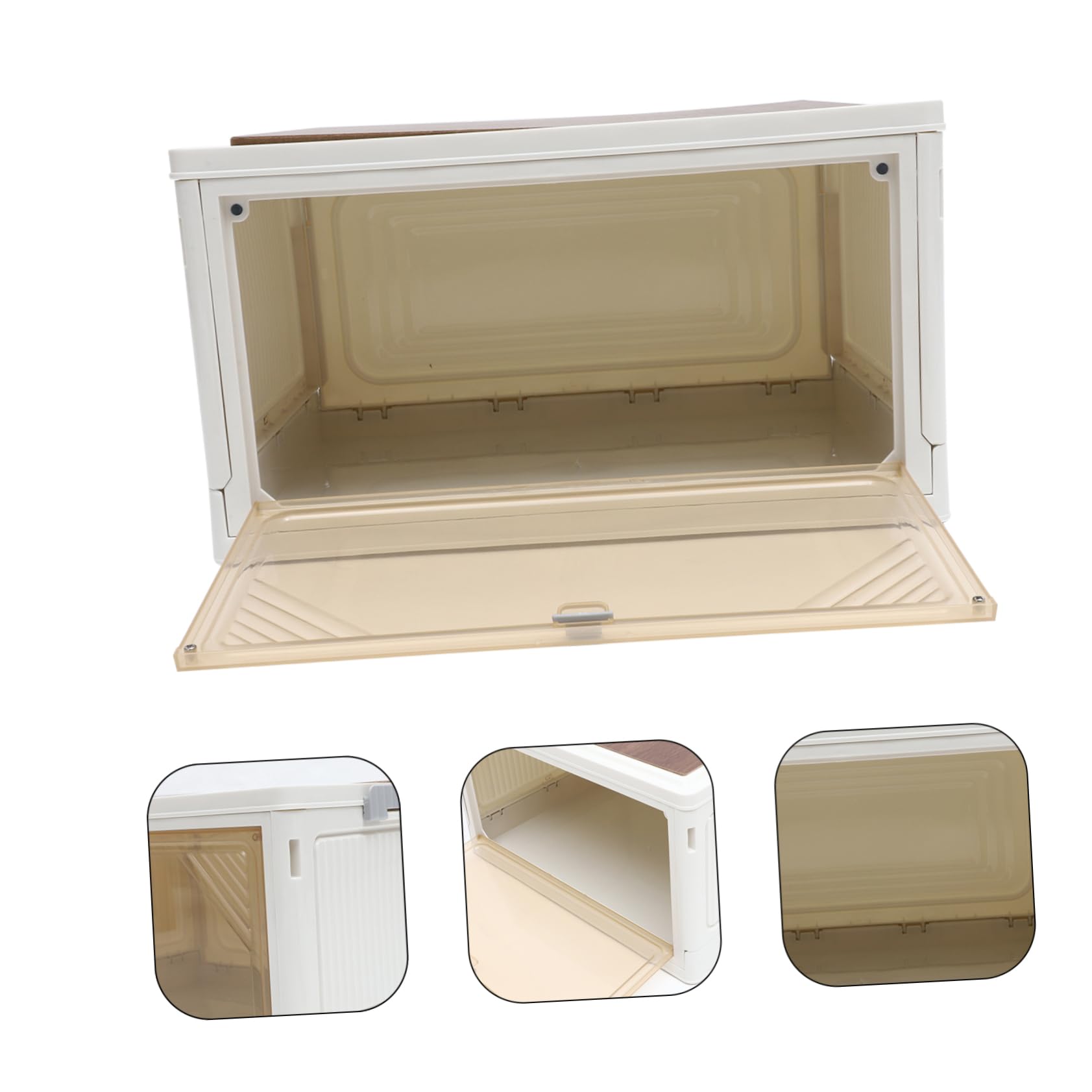 NOLITOY Caja de Almacenamiento Plegable Tapa 25 L de Plástico y Madera