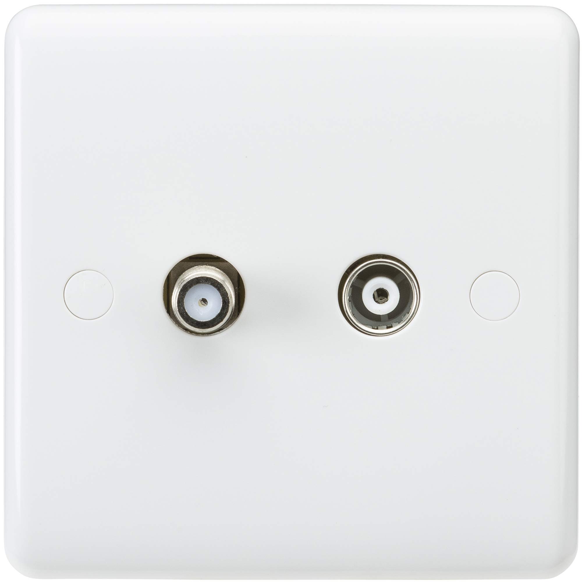 Knightsbridge Curved Edge Cu0150 Sat Tv Outlet, White