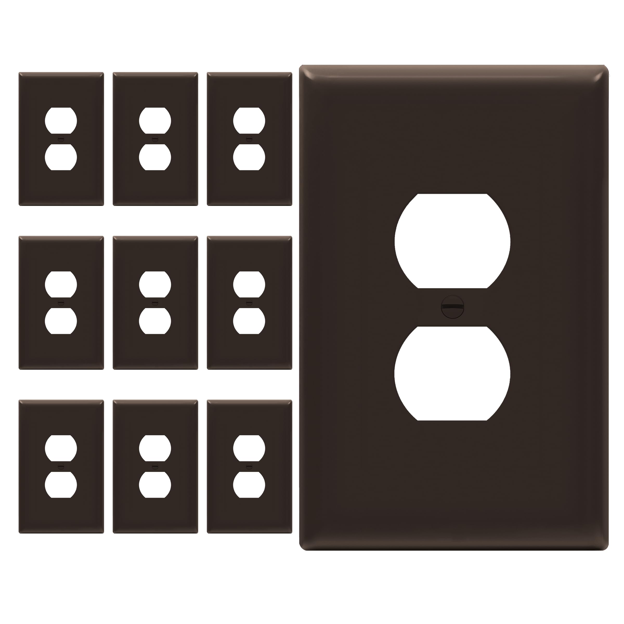 ENERLITES 10 Pack Oversized Duplex Outlet Covers, Jumbo Wall Plate, Brown