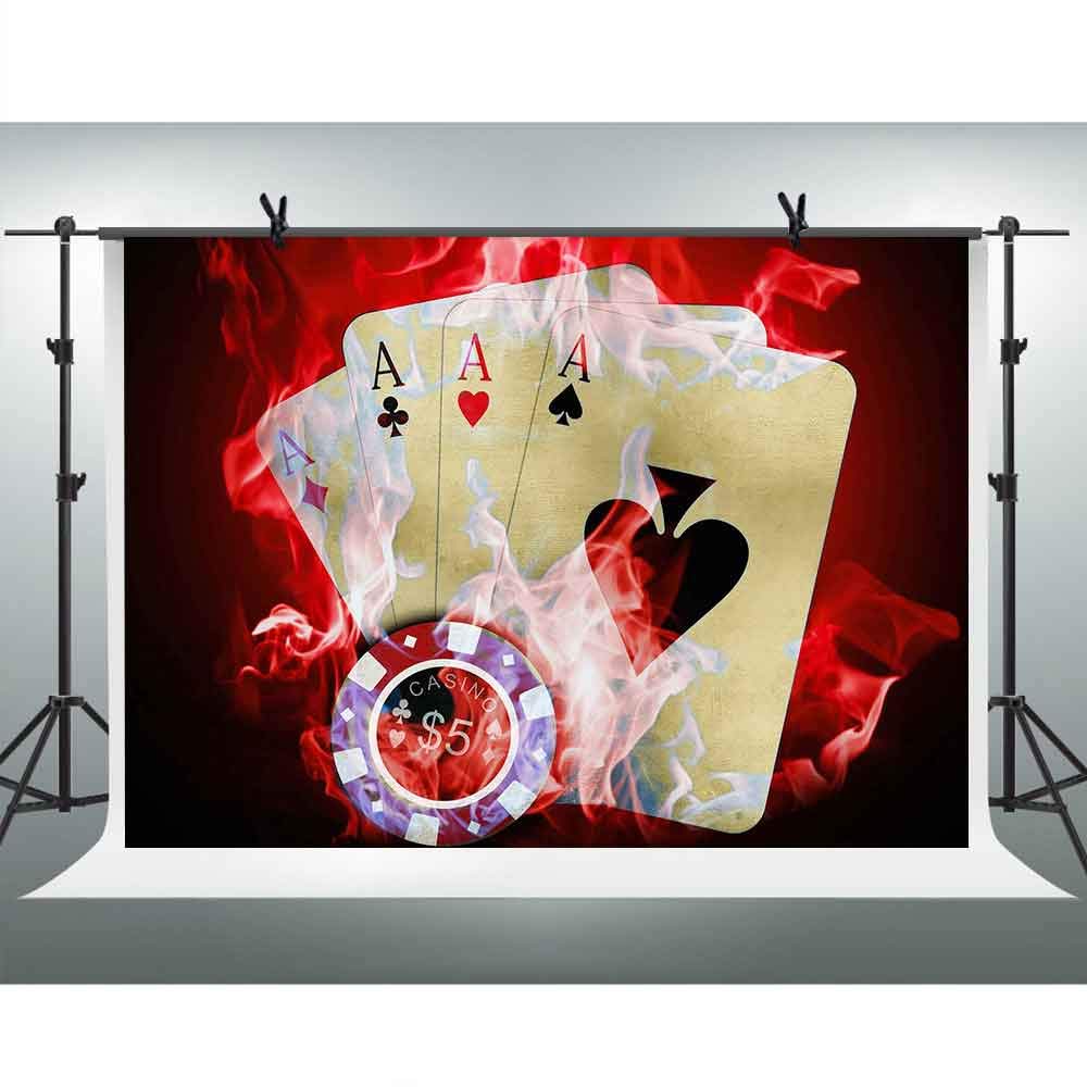 Photo 1 of FHZON 10x7ft Casino Poker Photo Photography Backdrop Texas Hold’em Poker Red Mist Background Themed Party Photo Booth Studio Props LSFH620