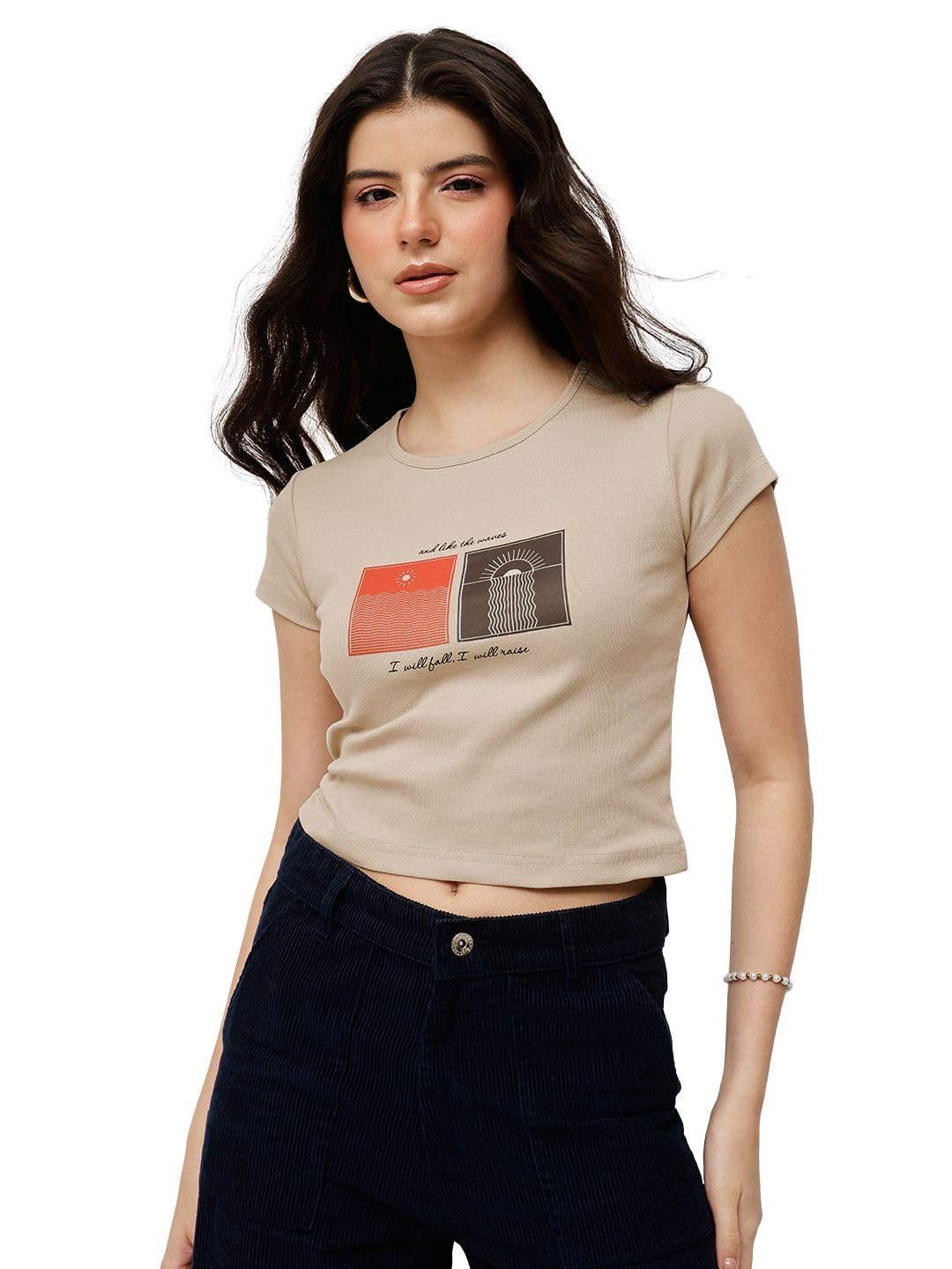 nümae Women's 100% Cotton Crop Top with Graphic Print-picture-16
