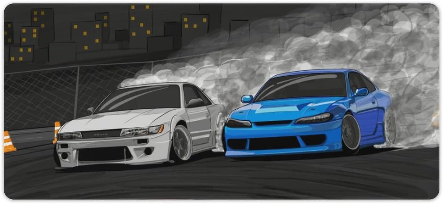 Large Mouse Pad Gaming Drifting S13 and S15 JDM Car Desk Mat Long Big Mousepad Extended Keyboard Computer Pad Office Desk Organizers and Accessories 40x90cm