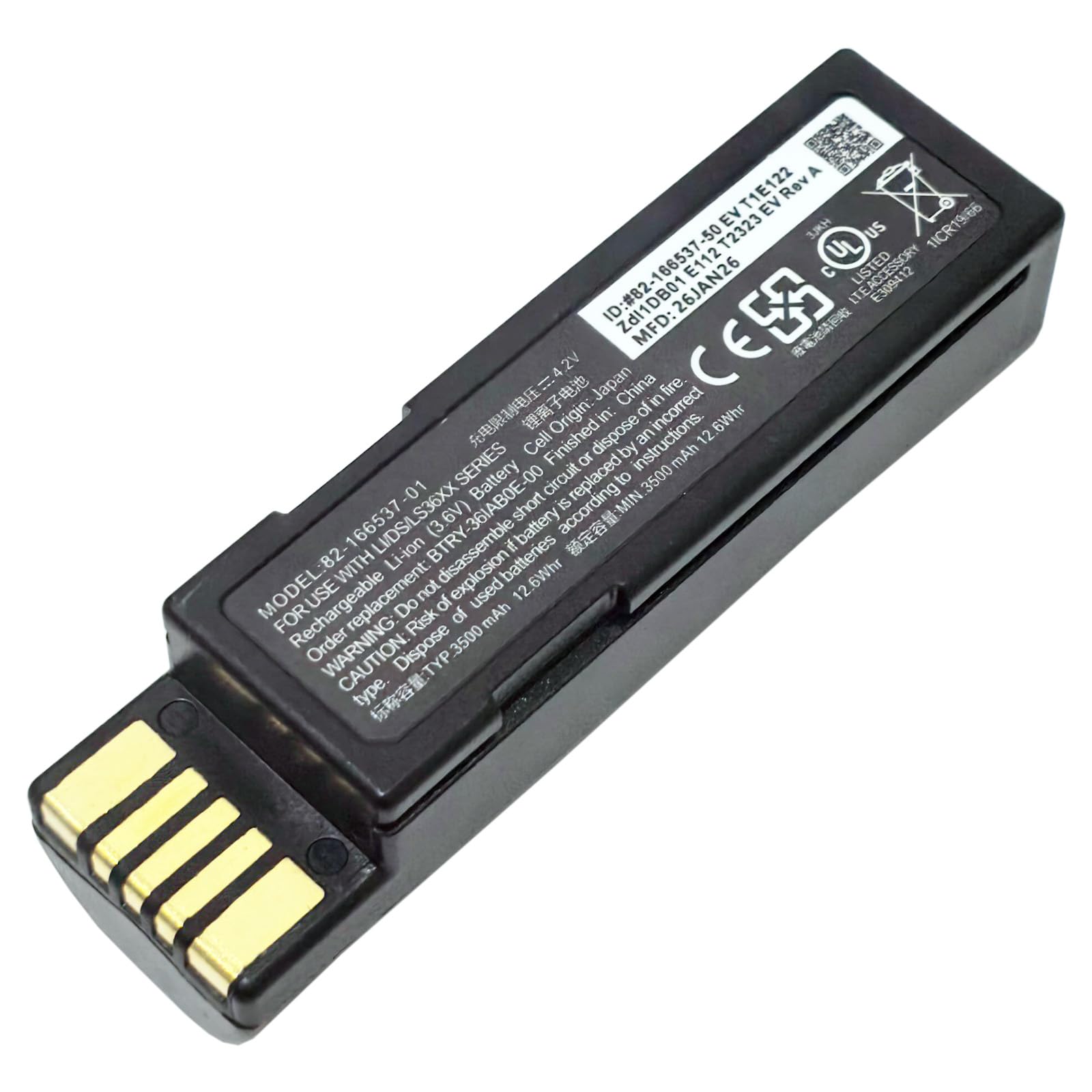 82-166537-01 Batterie de rechange compatible avec Zebra LS3678, DS3678, DS3600, LI3678, LS3600, EVM, LI3600 Scanner de codes-barres POSreplacement batterie