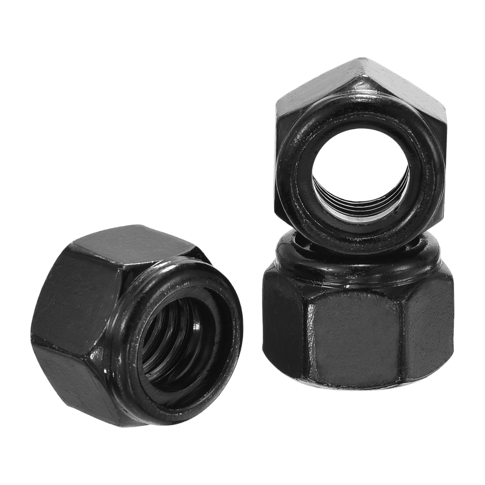 Kozelo 50Pcs Nylon Locking Hex Nuts - [1/2"-13], 304 Stainless Steel Hardware Nuts, Black, for Automotive, Aerospace, Industrial Applications Use