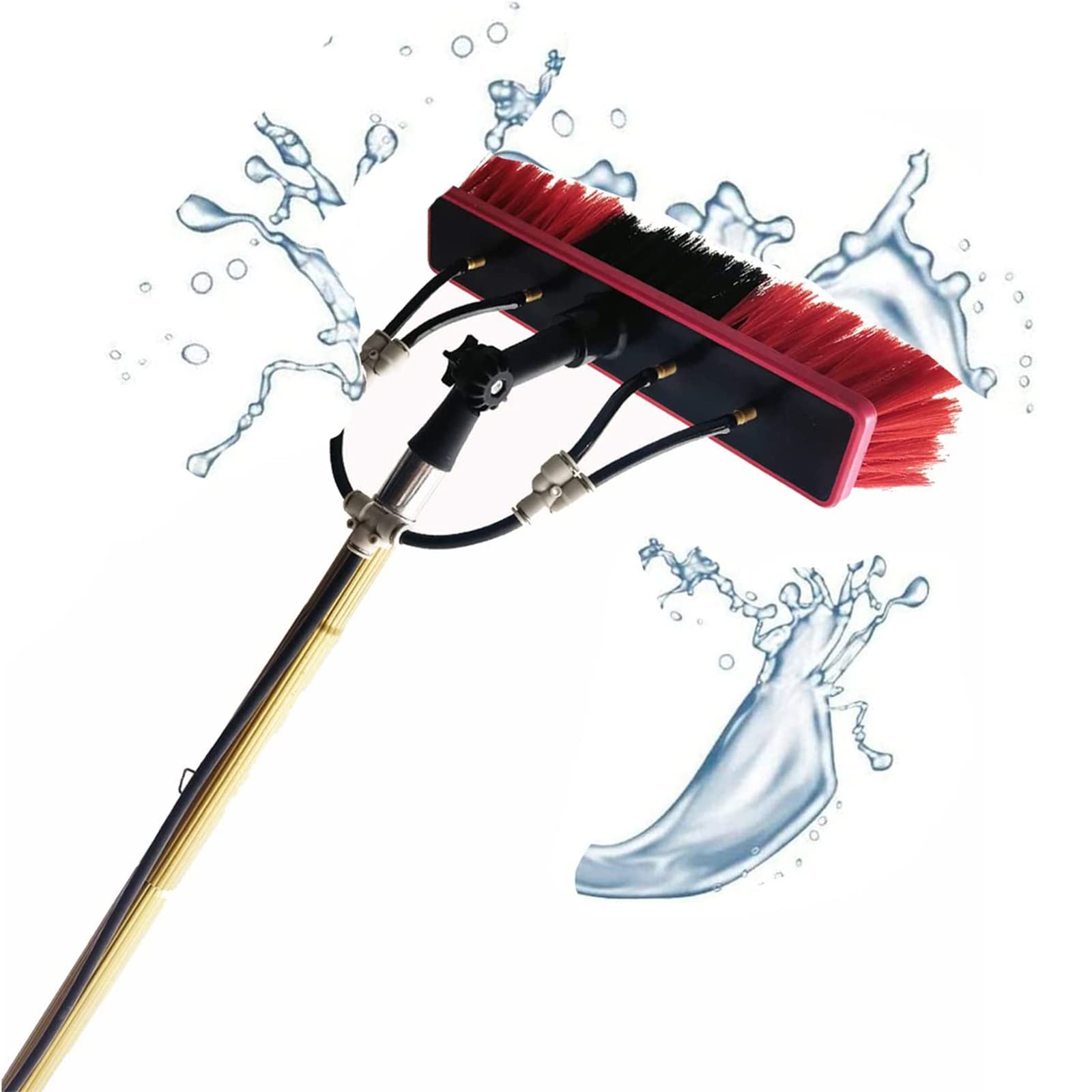 WXPGFEQ Window Cleaning Pole, Window Cleaner Kit Water Hose Fed Pole Window Cleaning Brush Equipment Cleaning Photovoltaic and Solar Panels-30Ft/18Ft