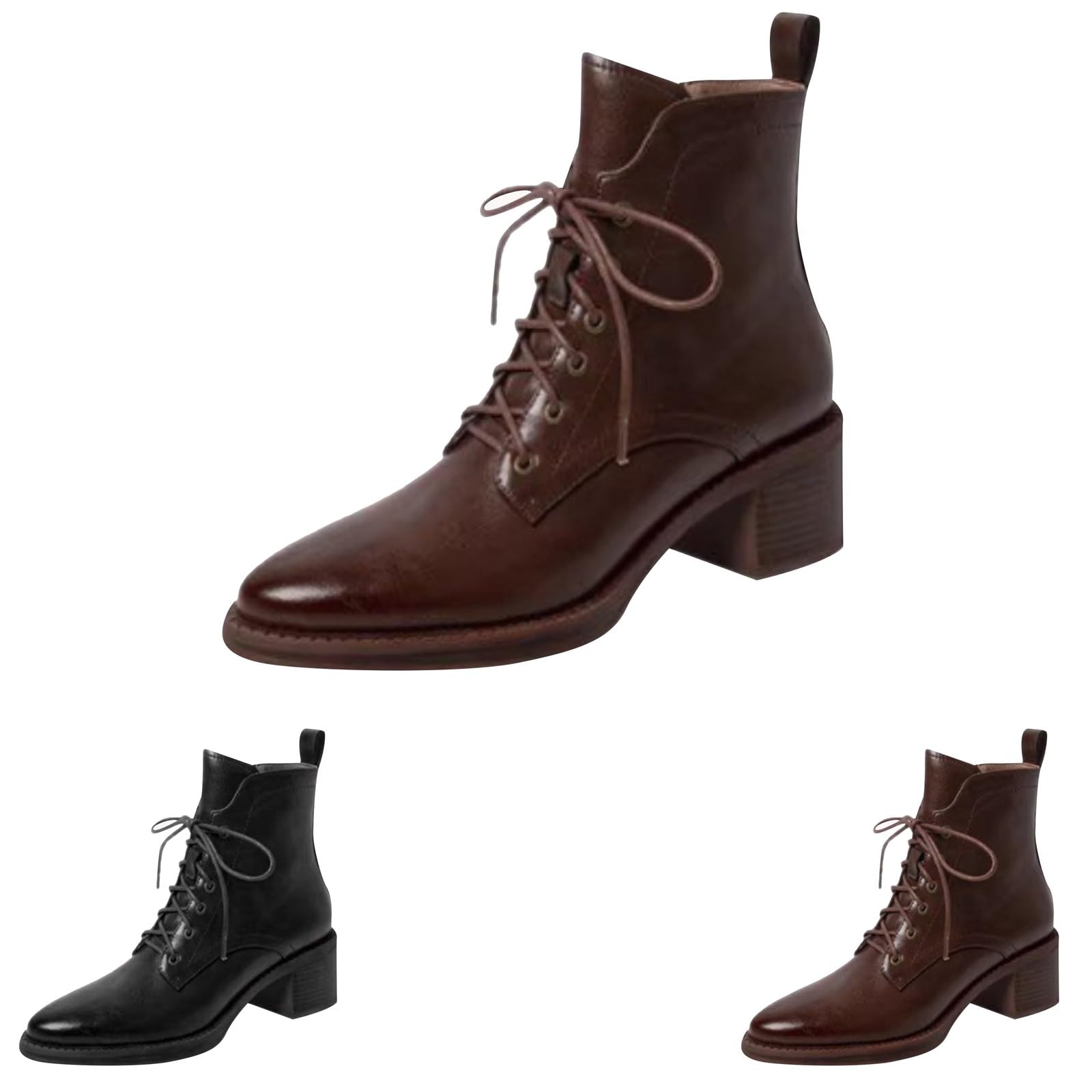Genérico Botines Mujer Vestir con Cordones Plataforma Botas Punta Redonda Elegantes Zapatos Suaves Comodas Caminar Bota Casuales Antideslizantes Botin para Otoño Invierno Trabajo Paseo y Uso Diario