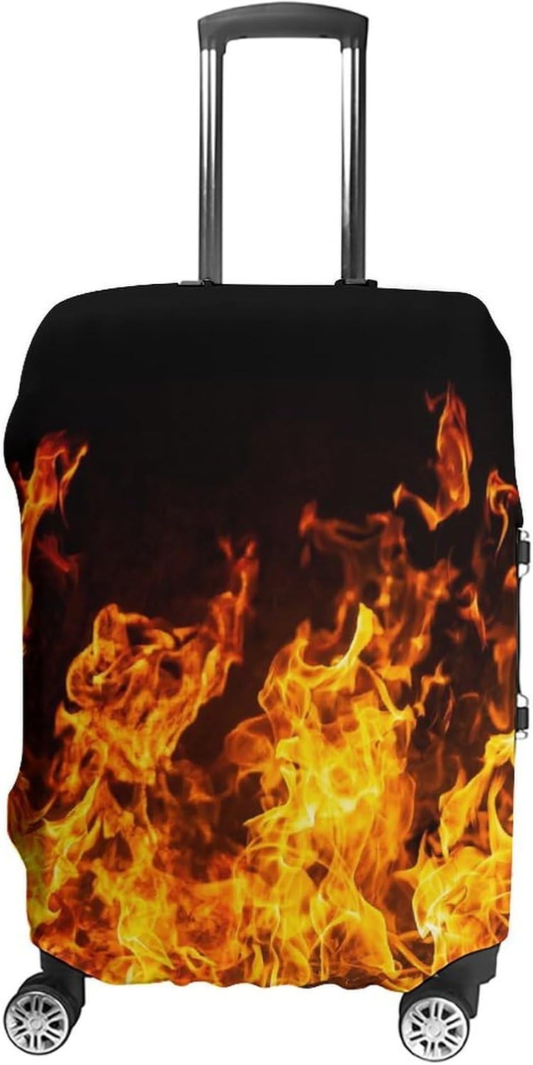 Big Fire Flames on Black Suitcase Covers for Luggage Carry On Cover Travel Accessories Fit 19-32 Inch