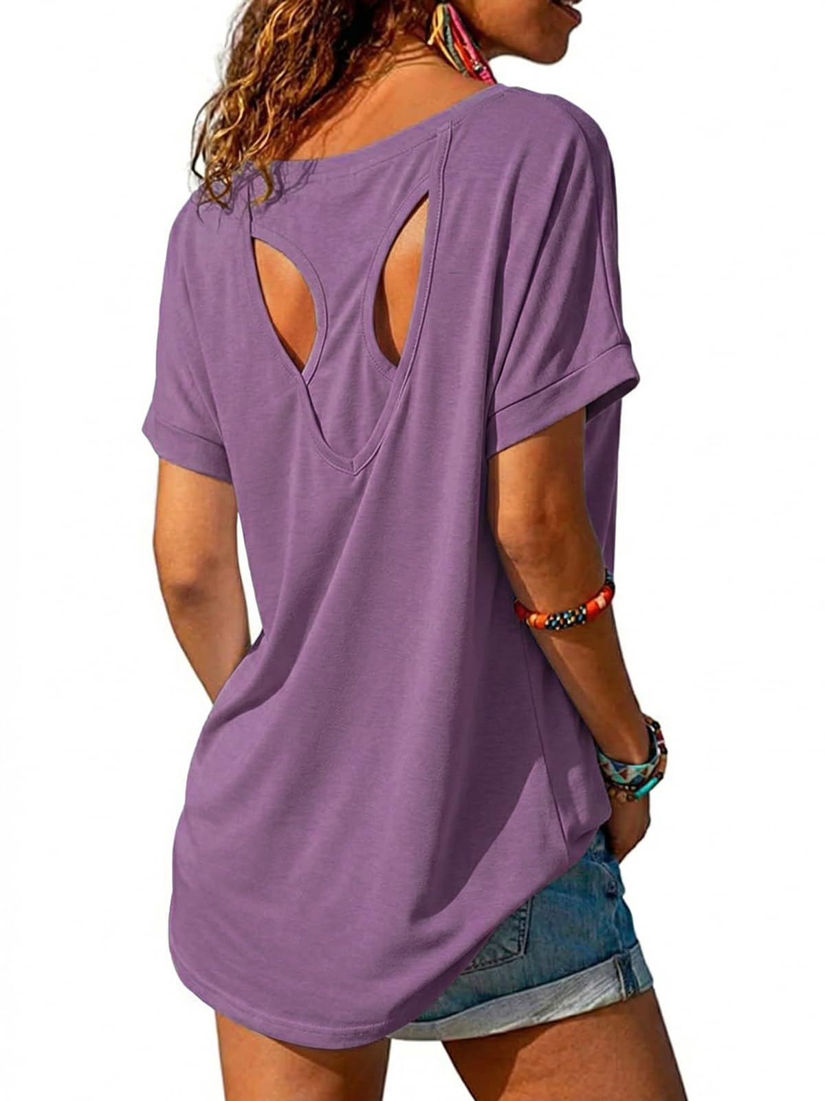 Fisoew Sportshirt Damen Fitness Kurzarm Yoga T-Shirt Leicht Gym Sport Oberteile Locker
