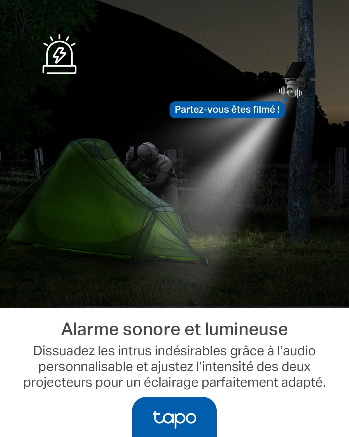 Tapo C615G KIT Caméra 4G Solaire Extérieur 2K 3MP – Caméra Surveillance 4G avec Carte SIM, Vision Nocturne Couleur, Détection IA Personne/Animal/Véhicule, Suivi 360°, Batterie & Stockage Local/Cloud
