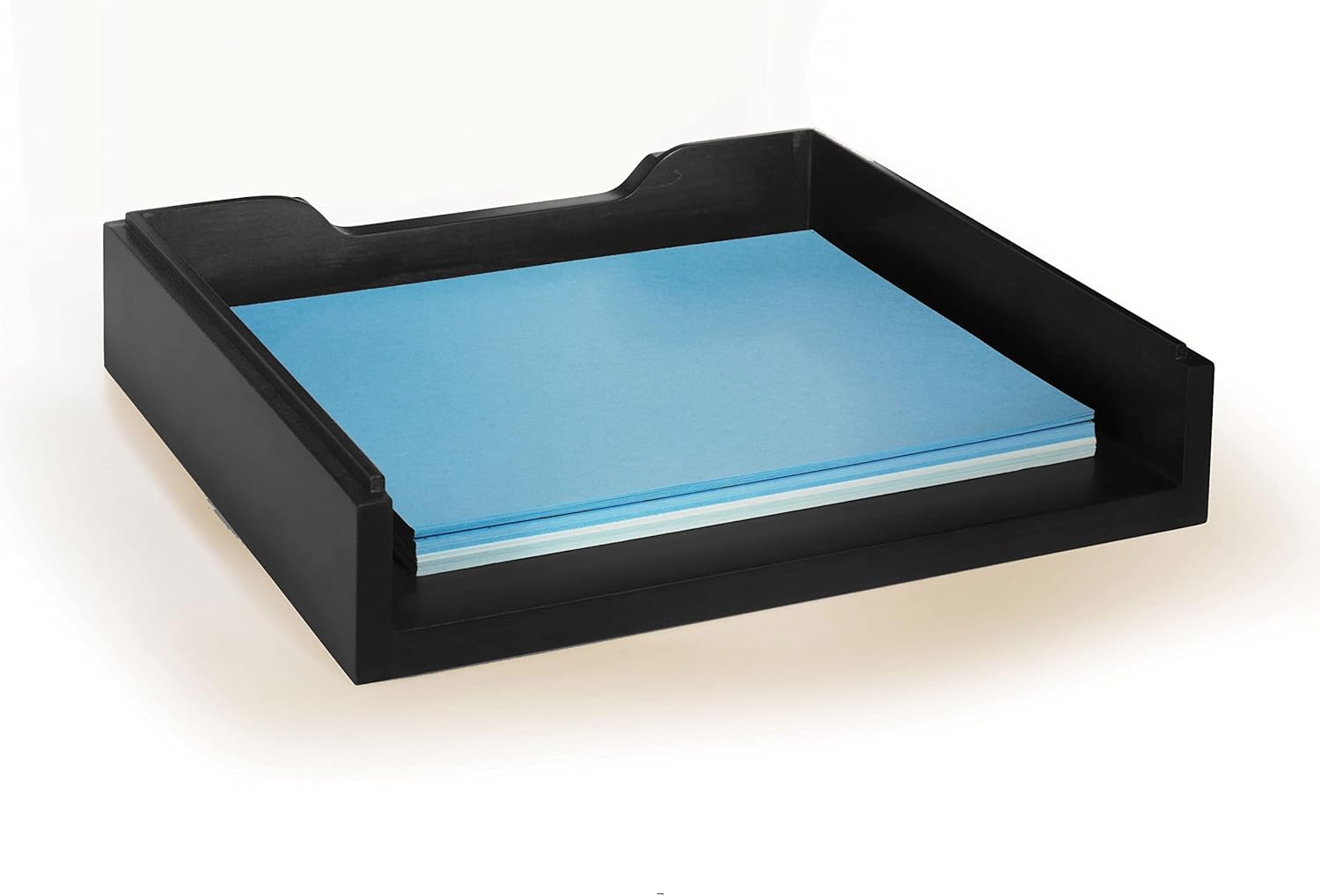 Bindertek Stacking Wood Desk Organizers Letter Tray, Black (WLT-BK)