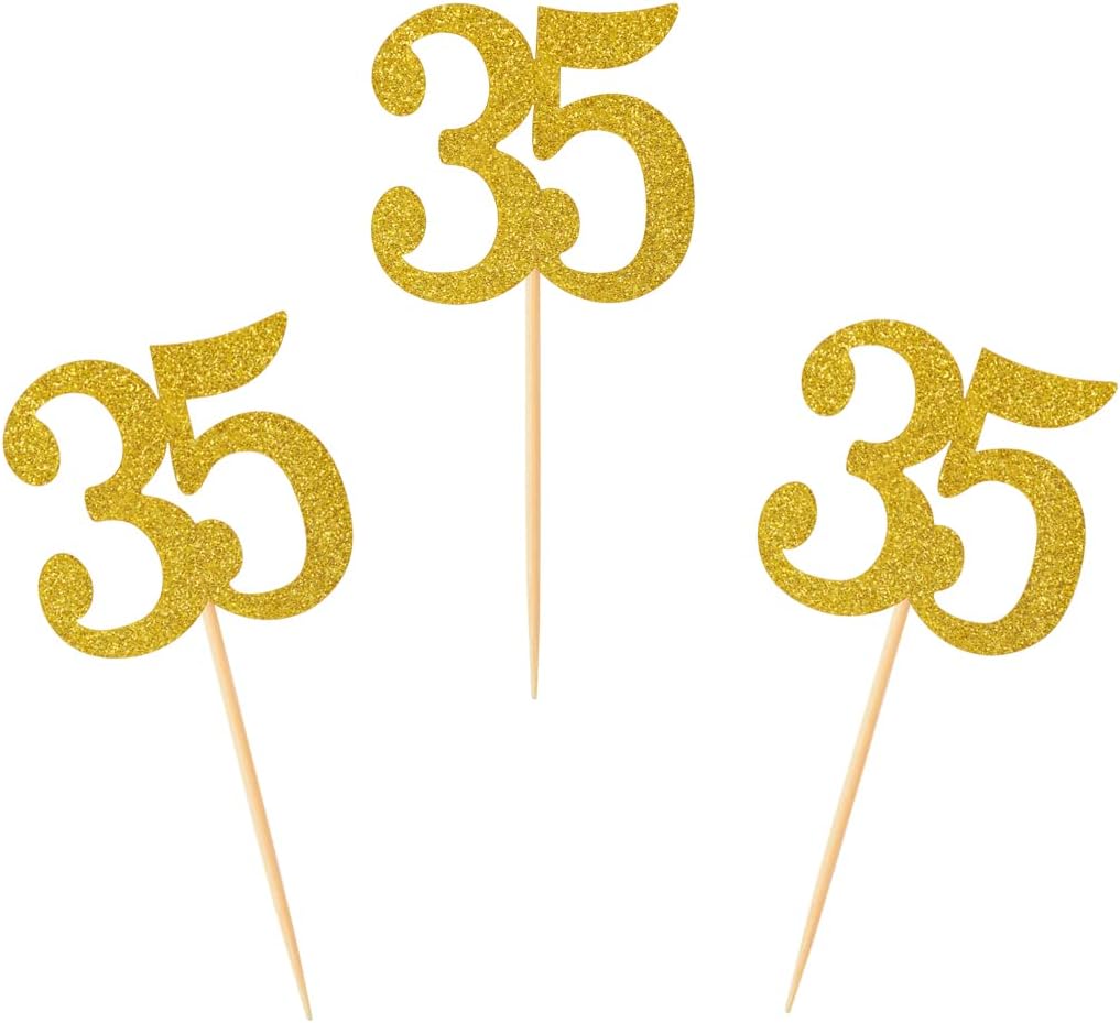 50pcs 15th Cupcake Toppers Gold Glitter Number 15 Cake Picks for Birthday Anniversary Party Decoration