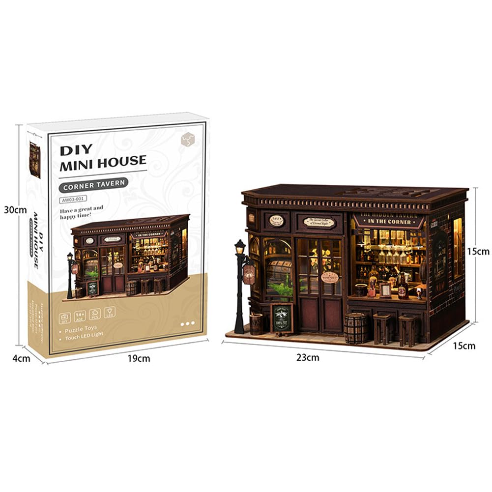 Kit fai da te in miniatura per casa delle bambole in miniatura con luce a LED, kit fai da te per casa delle bambole in legno, regali per lettori adulti adolescenti principianti