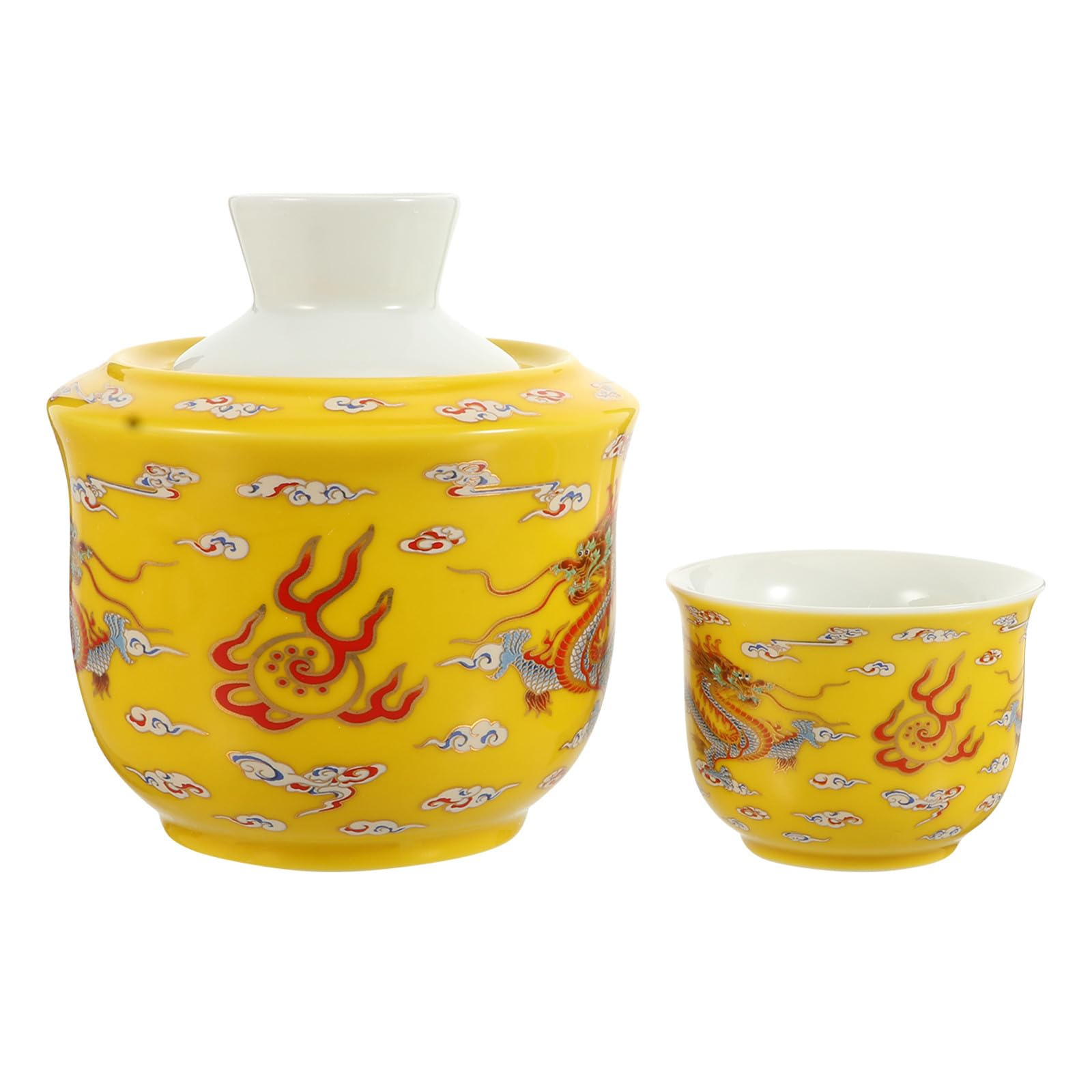 Hervidor de vino caliente cerámico estilo clásico chino y decoración de hogar amarillo