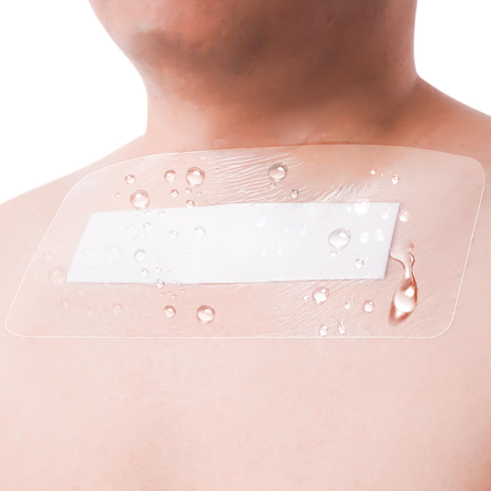 Photo 1 of 10 Pcs Thyroid Surgery Bandages Long Waterproof Incision Bandage 4"x6" for Large Wounds Neck Incision Post Surgical Thyroidectomy Recovery Must Haves Shower Cover Island Dressing