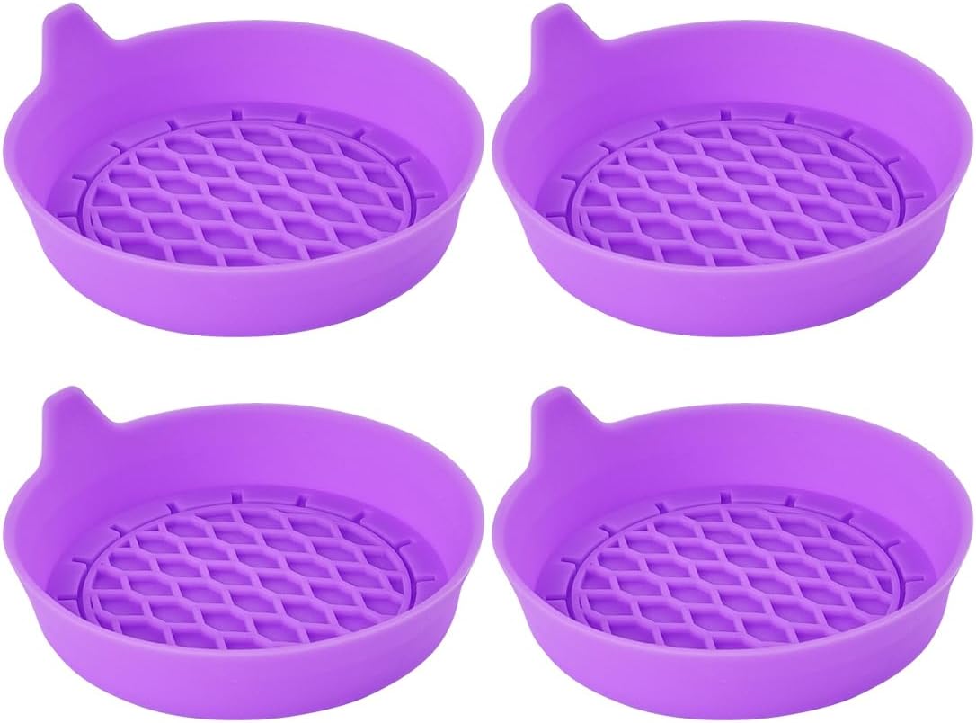 4PCS Car Cup Holder Coaster, Silicone Non-Slip Sift-Proof Recessed Vehicle Water Bottle Mat, Automotive Interior Drink Insert Pad Accessories, Universal for RV, Sedan, Truck (Purple)