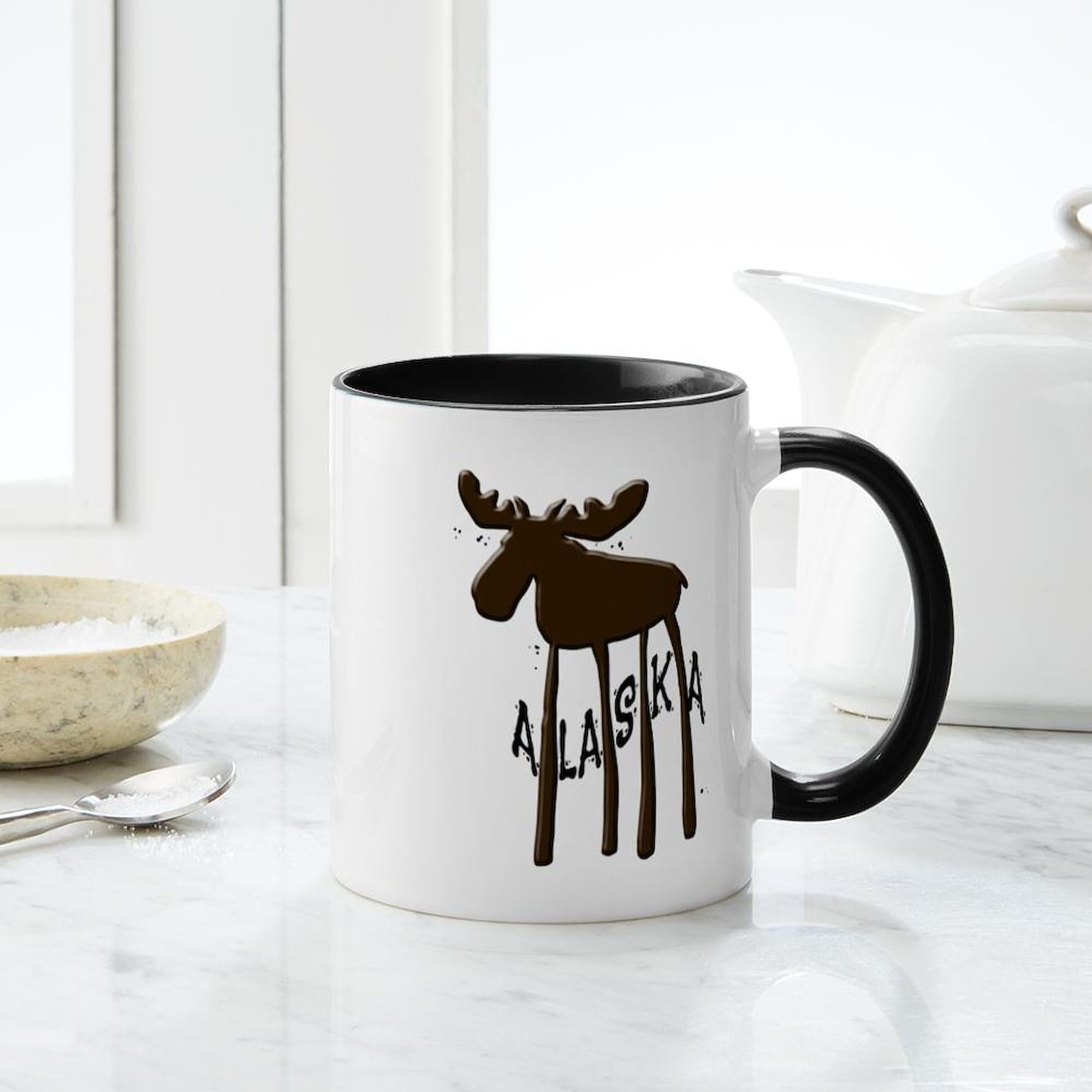 Amazon.com | CafePress Alaska Moose Mug 11 oz (325 ml) Ceramic Coffee Mug:  Coffee Cups & Mugs