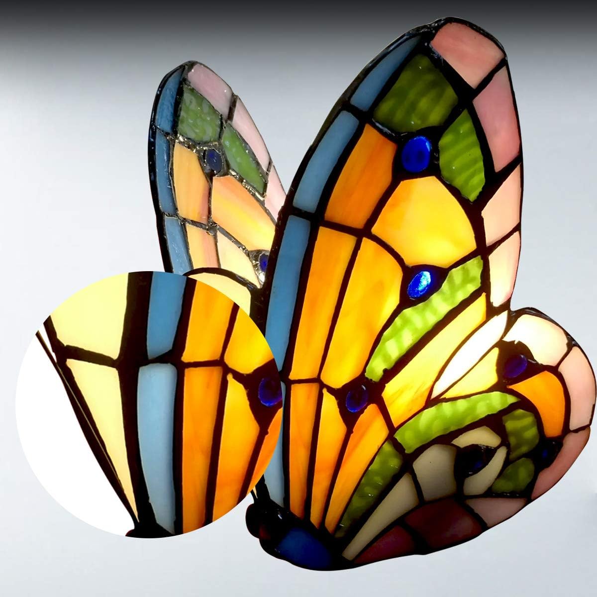 Blасk Frіdау - 80% оƒƒ Tiffany Wall Lamp Butterfly Color Glass Mirror Front Lights Bedroom Beside Lamp LED Sconce Wall Light Fixture (Gold)
