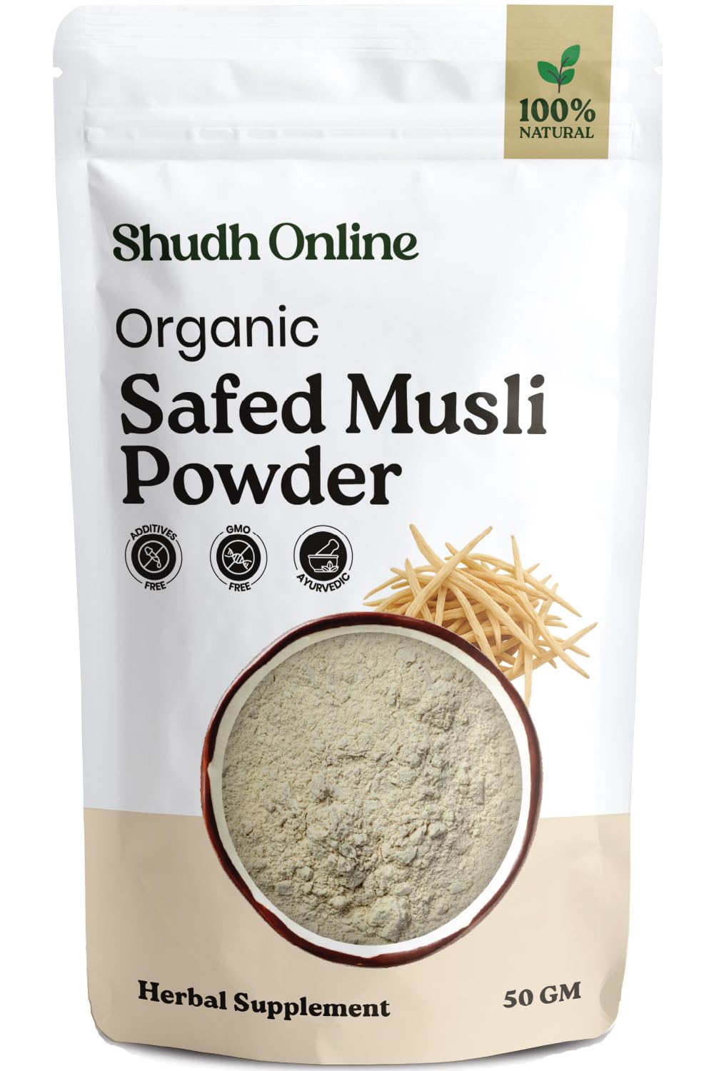 Shudh Online Safed Musli Root Powder, White Musli, Swet Musli, Chlorophytum Borivilianum (50 Gram)
