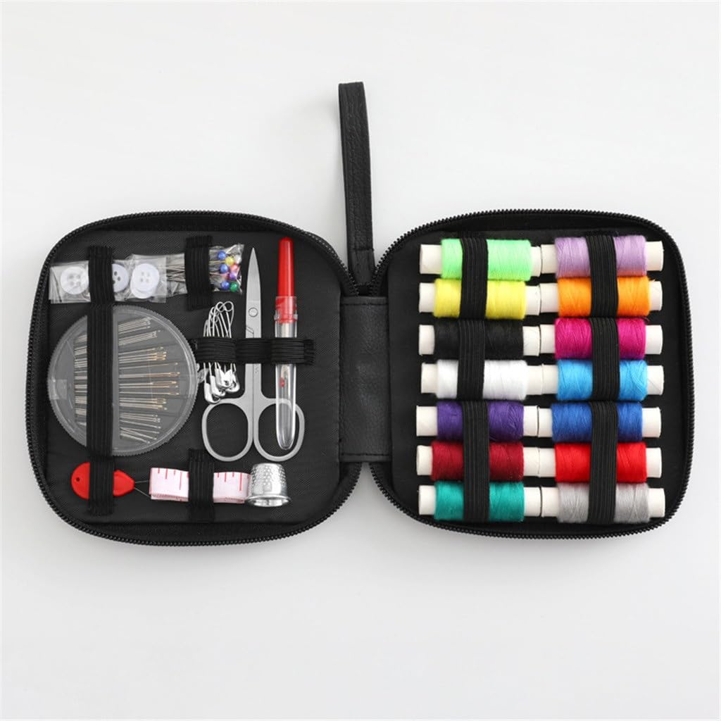 JFDBGU Bolso pequeño, juego de bolsas de costura, caja de costura manual multifuncional, bolsa de almacenamiento de costura portátil de viaje, juego de 69 piezas