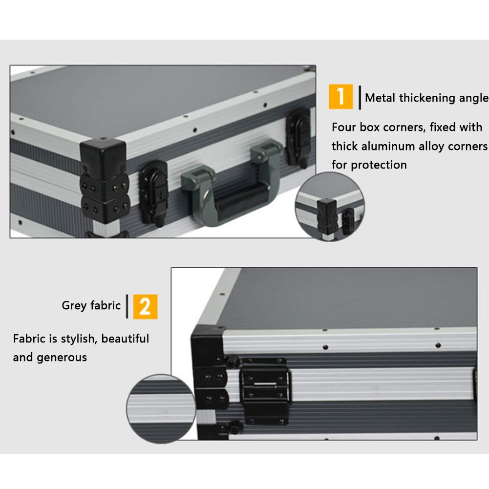 Zamykana aluminiowa skrzynka narzędziowa, walizka lotnicza przenośna aluminiowa walizka do przechowywania, metalowa skrzynka narzędziowa dla elektryka, technika i inżyniera,
