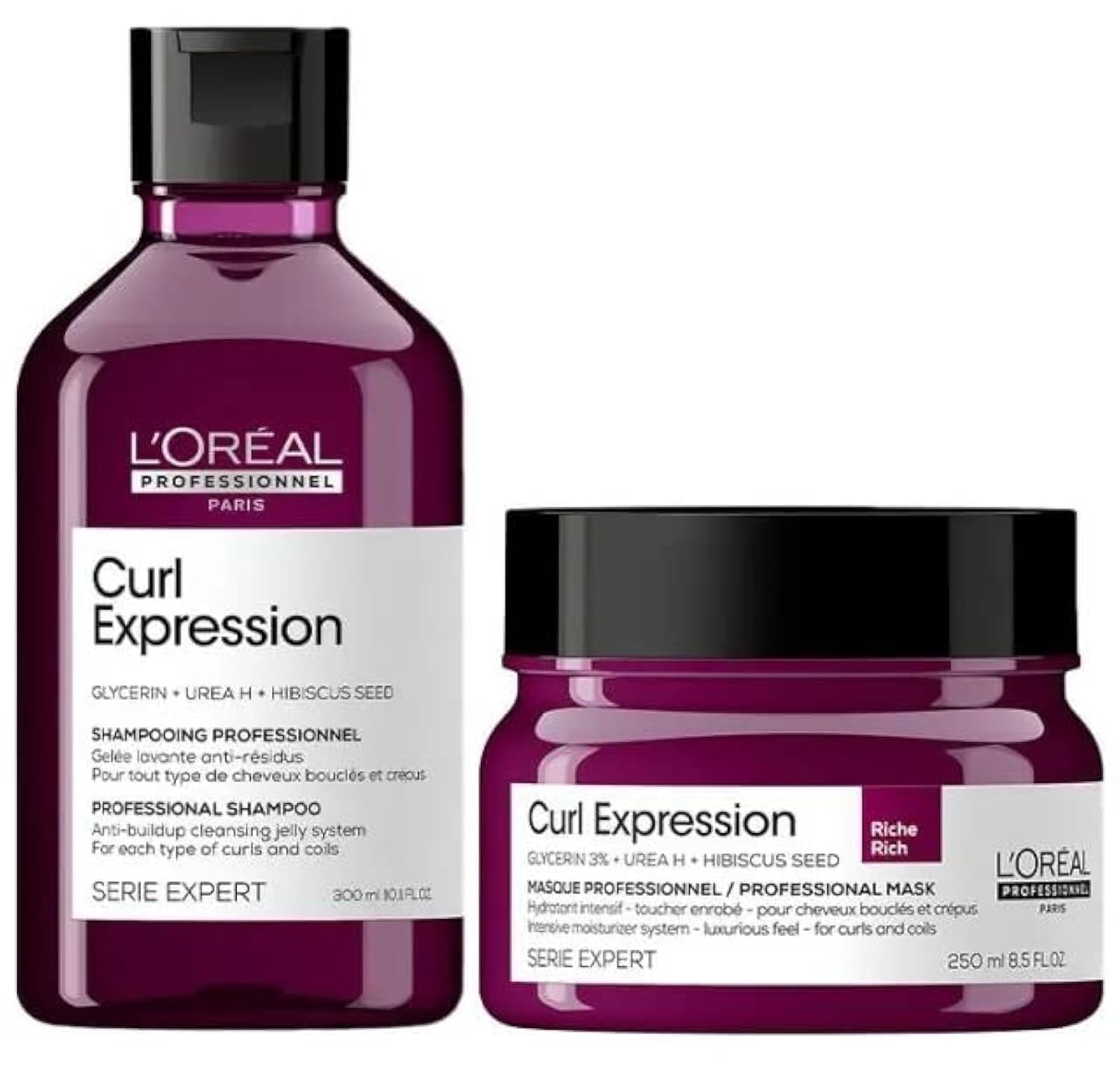 L'Oreal Professionnel DUO Curl Expression Moisturising & Hydrating Shampoo 300ml & Curl Expression Hair Rich Mask 250ml