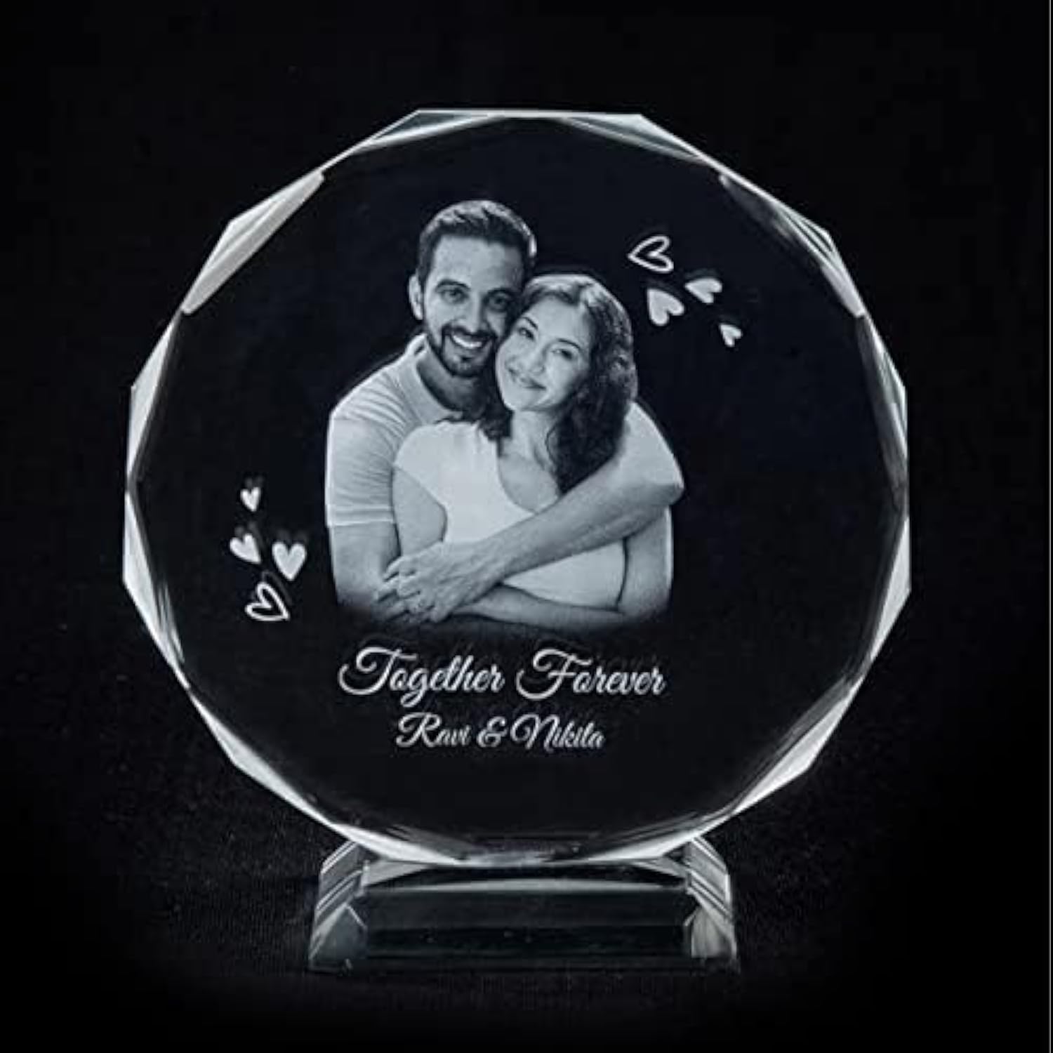 Fully Customized Gifts for Men | Personalized Gifts for Anniversary | 3D Photo Crystal | Handcrafted Personalized Gift with White LED Light (Anniversary)