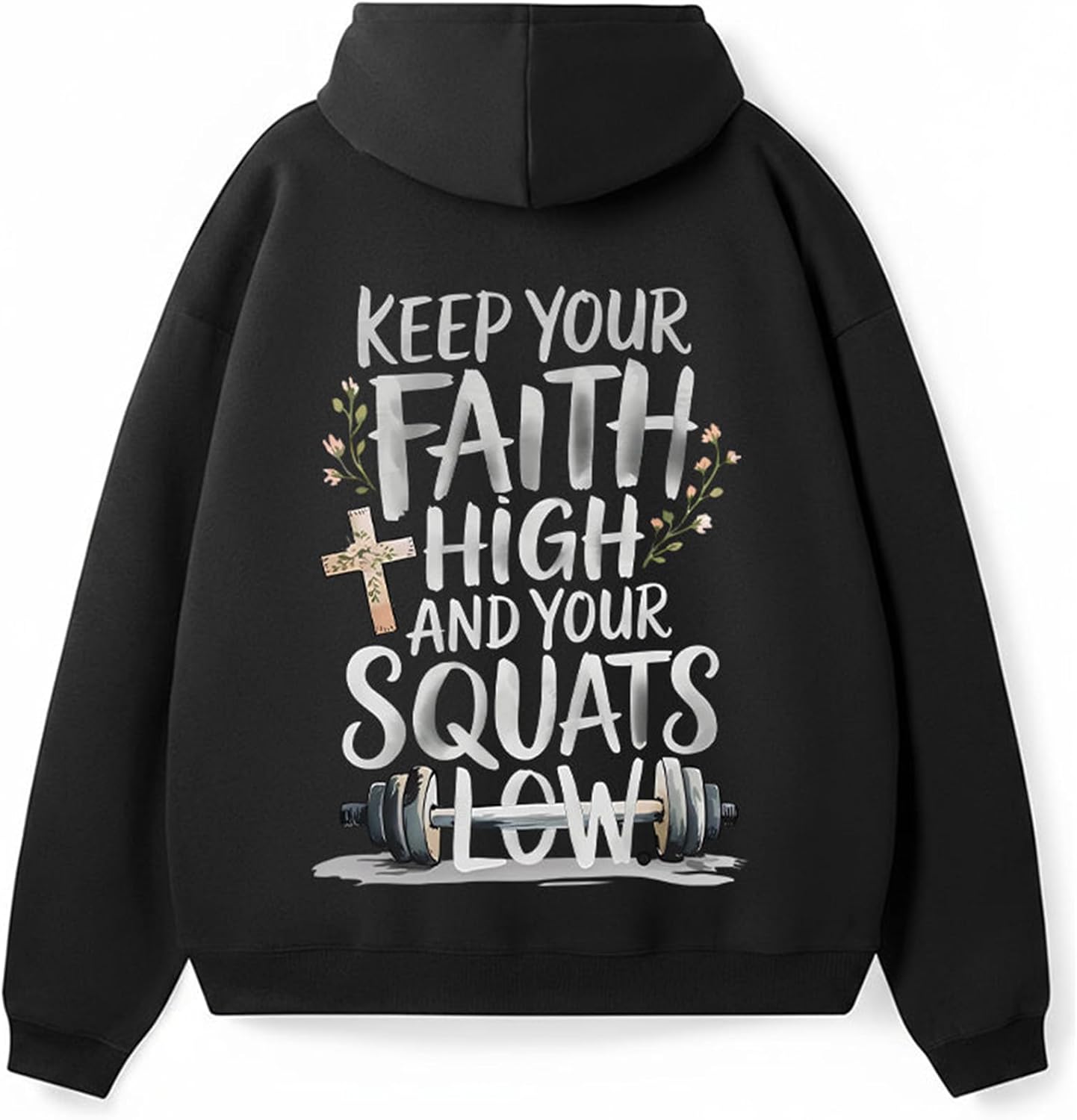 IRON PANDA Fleece Gym Hoodie for Women -Sweatshirt Fashion Clothing Fall Sweaters -Keep Your Faith High And Your Squats Low