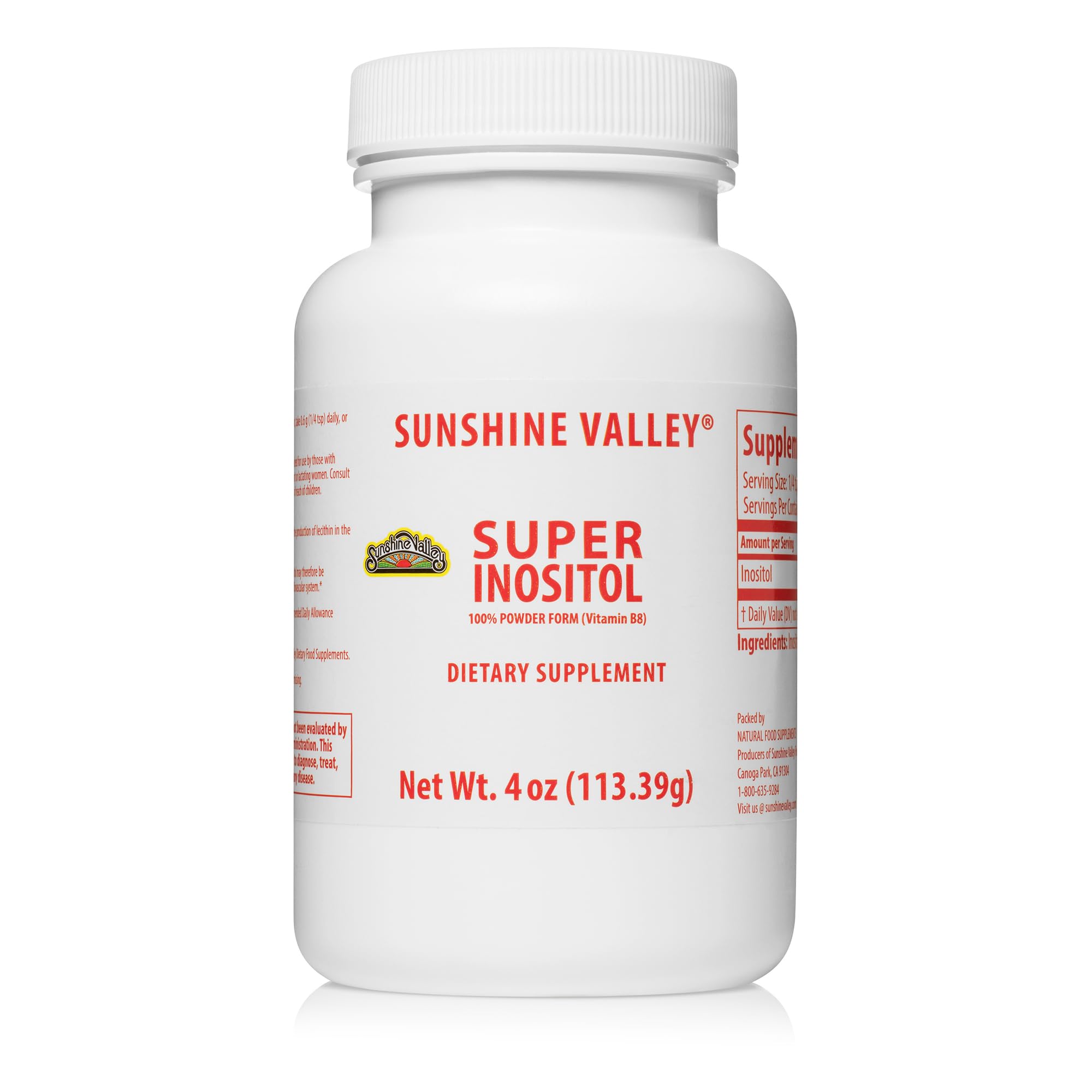 Sunshine Valley® Super Inositol em pó, sem sabor, 113 g