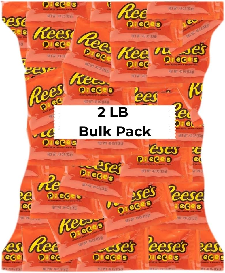 Reses Pieces Peanut Butter Minis Chocolate Candy - 2 lb Reses Bulk Christmas Chocolate candy - Bulk Individually wrapped mini chocolate candy for kids & Christmas