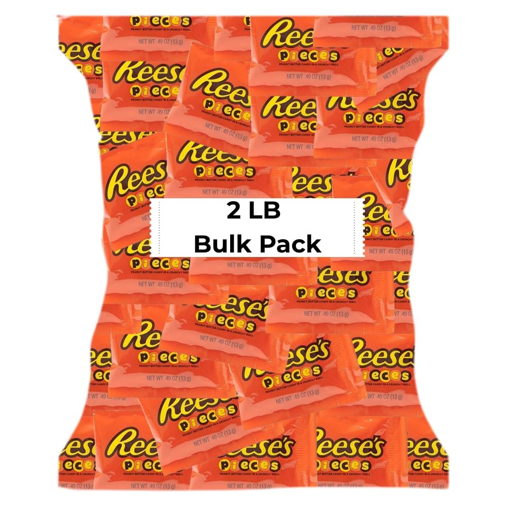 Reses Pieces Peanut Butter Minis Chocolate Candy - 2 lb Reses Bulk Christmas Chocolate candy - Bulk Individually wrapped mini chocolate candy for kids & Christmas
