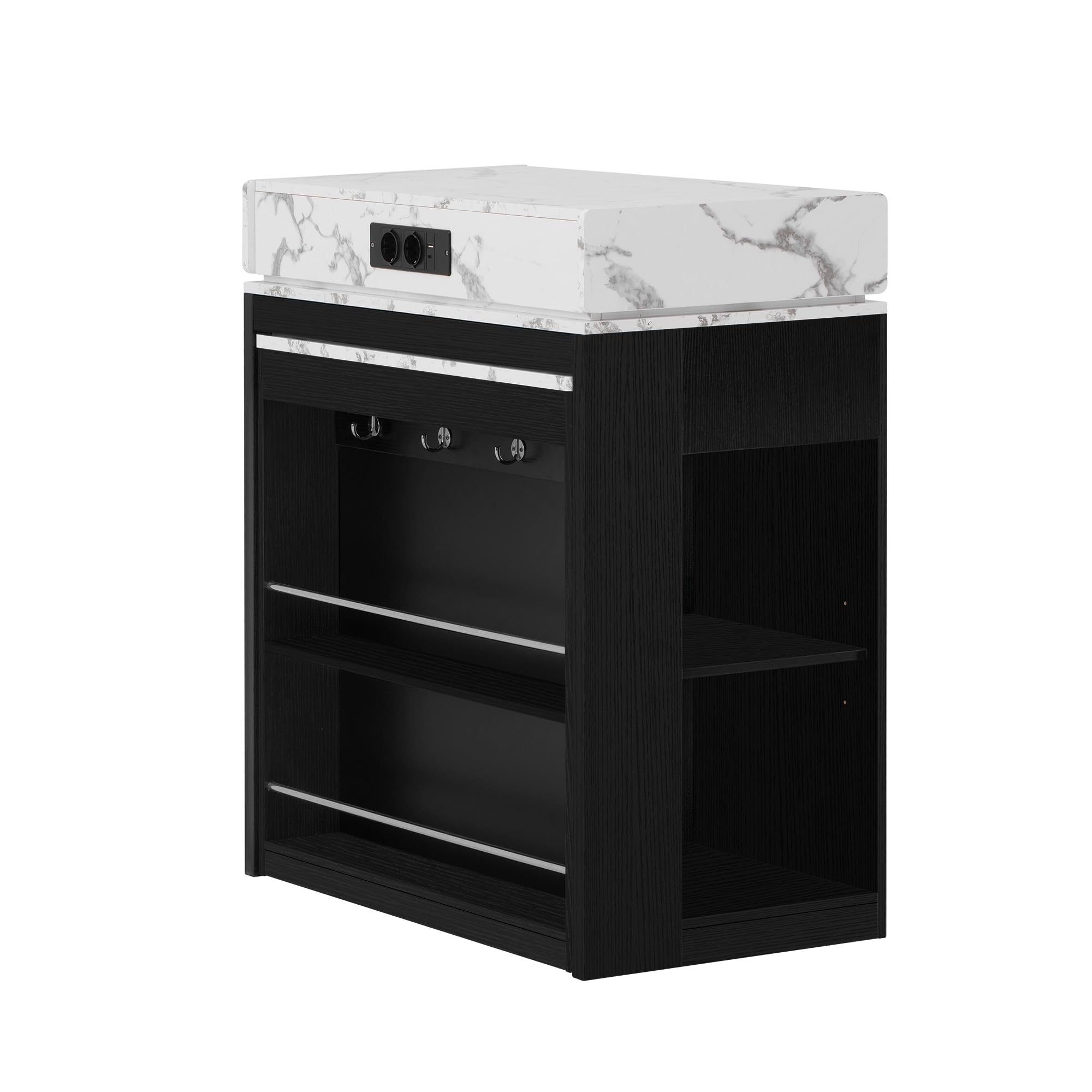 Isola cucina con ruote, 83 × 46 – 146,5 x 96 cm, tavolo da pranzo allungabile con piano pieghevole con gancio, credenza o tavolo da bar per cucina e sala da pranzo
