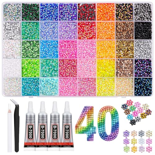 LUTTJAY Resin Rhinestones Kit, 40 Colors 3mm Flatback