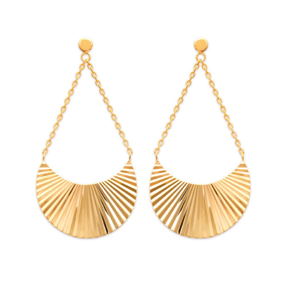 Boucles d'oreilles plaqué or pendantes 36 mm légères et durables - 3