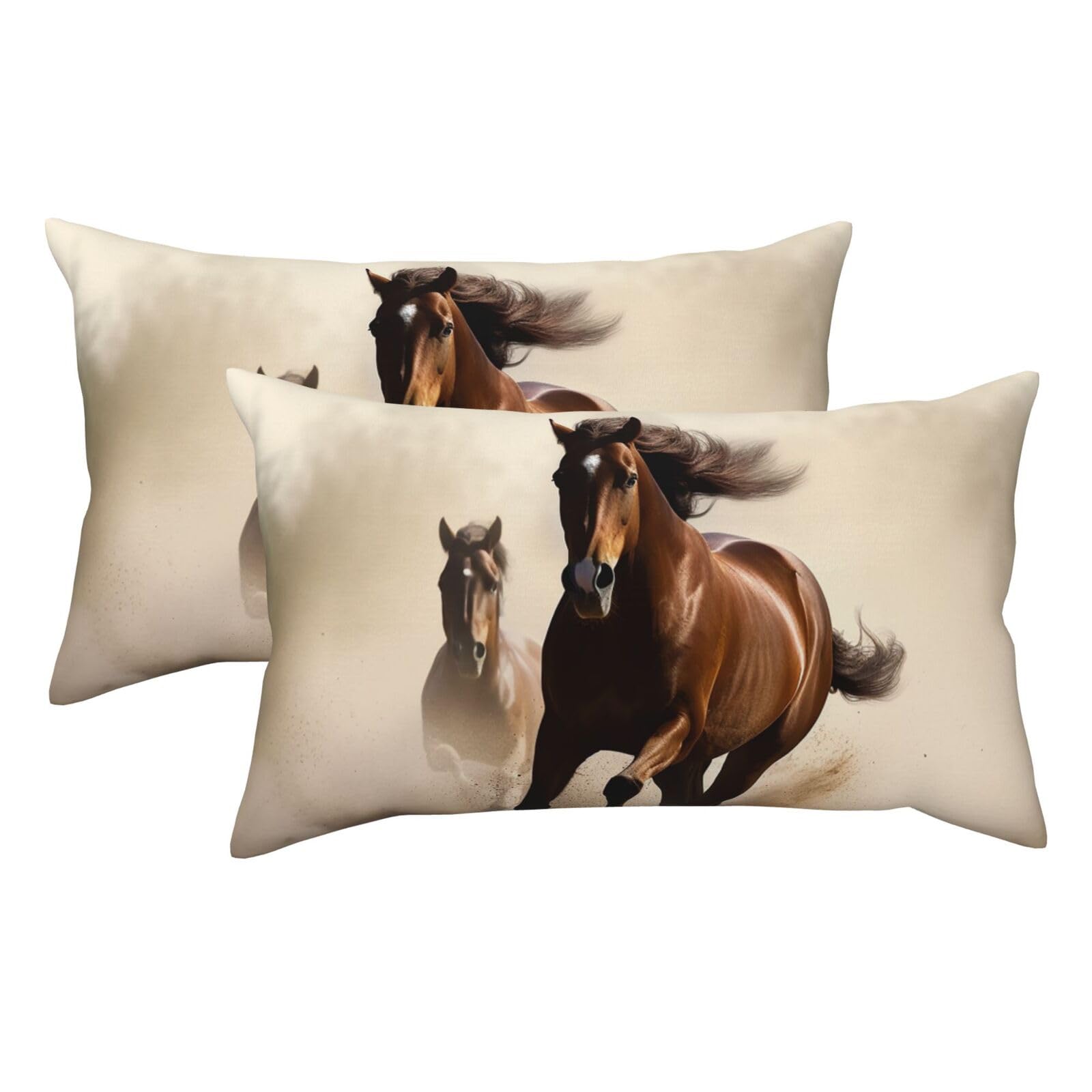 2 Pack King Pillow Cases with Hidden Zipper, Soft Breathable Pillow Covers for Hair and Skin, Animals Horse Running Pillowcases 20"x36" Bed Pillow Protectors Cover for Sleeping Gifts