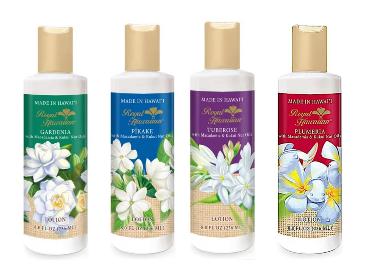 Royal Hawaiian Pikake, Gardenia, Tuberose & Plumeria lotion Pack of 4 (8 oz each)