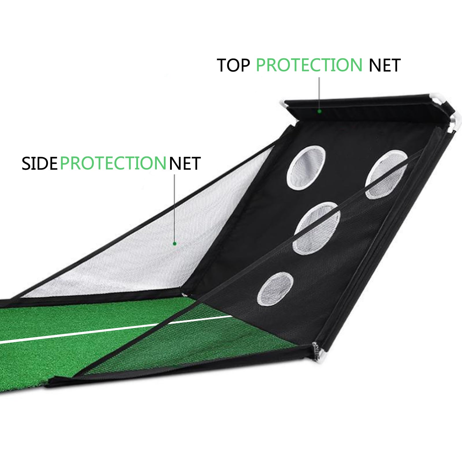 Rete da Allenamento Portatile Pieghevole per Chipping da Golf per Interni, Set per Pratica del Putting, Set Regalo da Golf per Adulti per Ufficio a casa e all'aperto, 250 x 45 cm