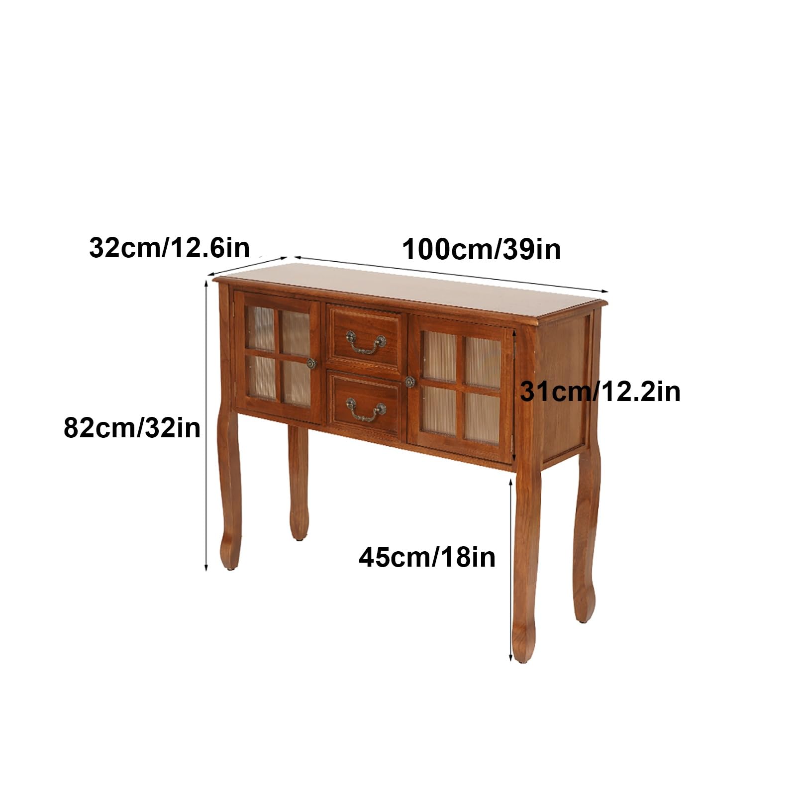Tavolo Consolle Ingresso in Stile Rustico con Cassetti e Ante, Mobile Svuotatasche Ingresso, Consolle Cucina con Contenitore per Corridoio, Soggiorno(Brown,100x32x82cm/39x12.6x32in)