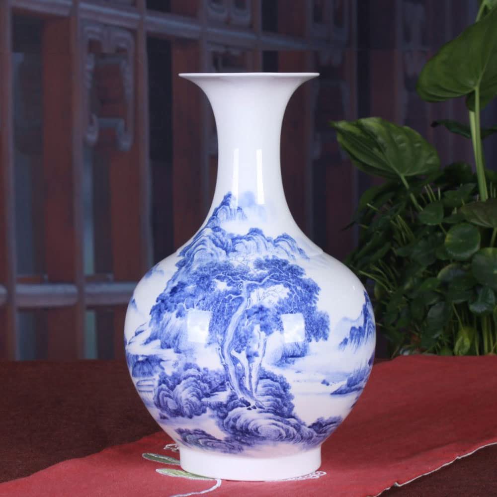 asdchZen Blue & White Porcelain Vases Antique Vase Blue And White Chinese Vase,Plant Containers Accessories Vase Ceramics Antique Decoration Living Room Decoration Chinese Retro,A
