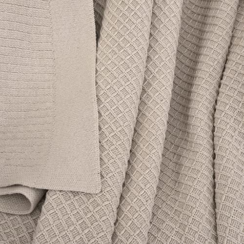 Life Comfort Lightweight Waffle Knit Throw, 50"X60" 100% Recycled Polyester Super Soft Premium Comfort Sustainable Blanket For Bed Or Couch Gift For Mother's Day Bridal Showers, Taupe #TOP2