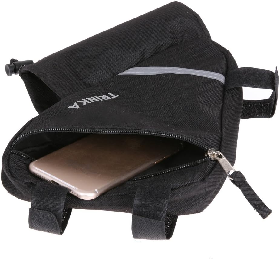 MOOCY Ultralight Reflective Bicycle Triangle Frame Bike Bag with Water Bottle Pouch -Black