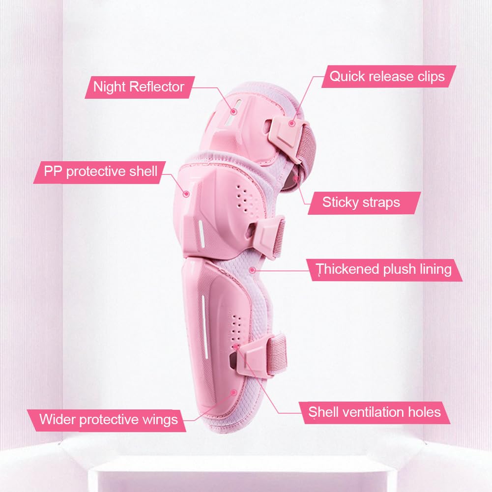 Rodilleras de Moto, Coderas/Rodilleras Motocross Equipo de Protección con Espuma EVA Antichoque, Ergonómico para Motocicleta, Bicicleta - Rosa Knee Pads