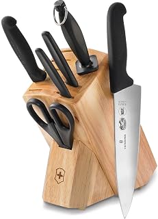 Swiss Army Cutlery Fibrox Pro Knife Block Set, 7-Piece, Black