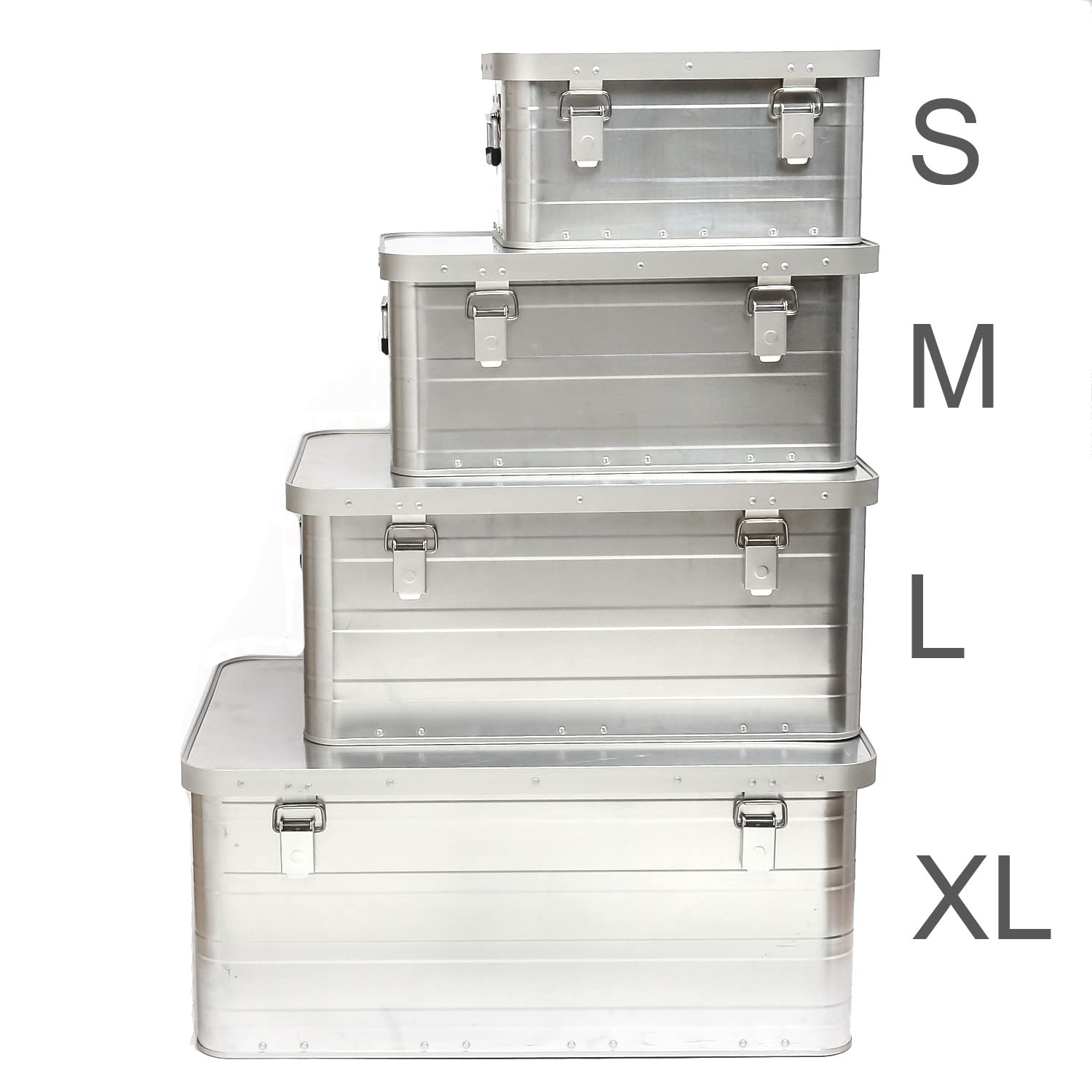 Aluminiumbox Alubox Alukiste mit Schnappschloss, Griffen, Dichtung (46 Liter)