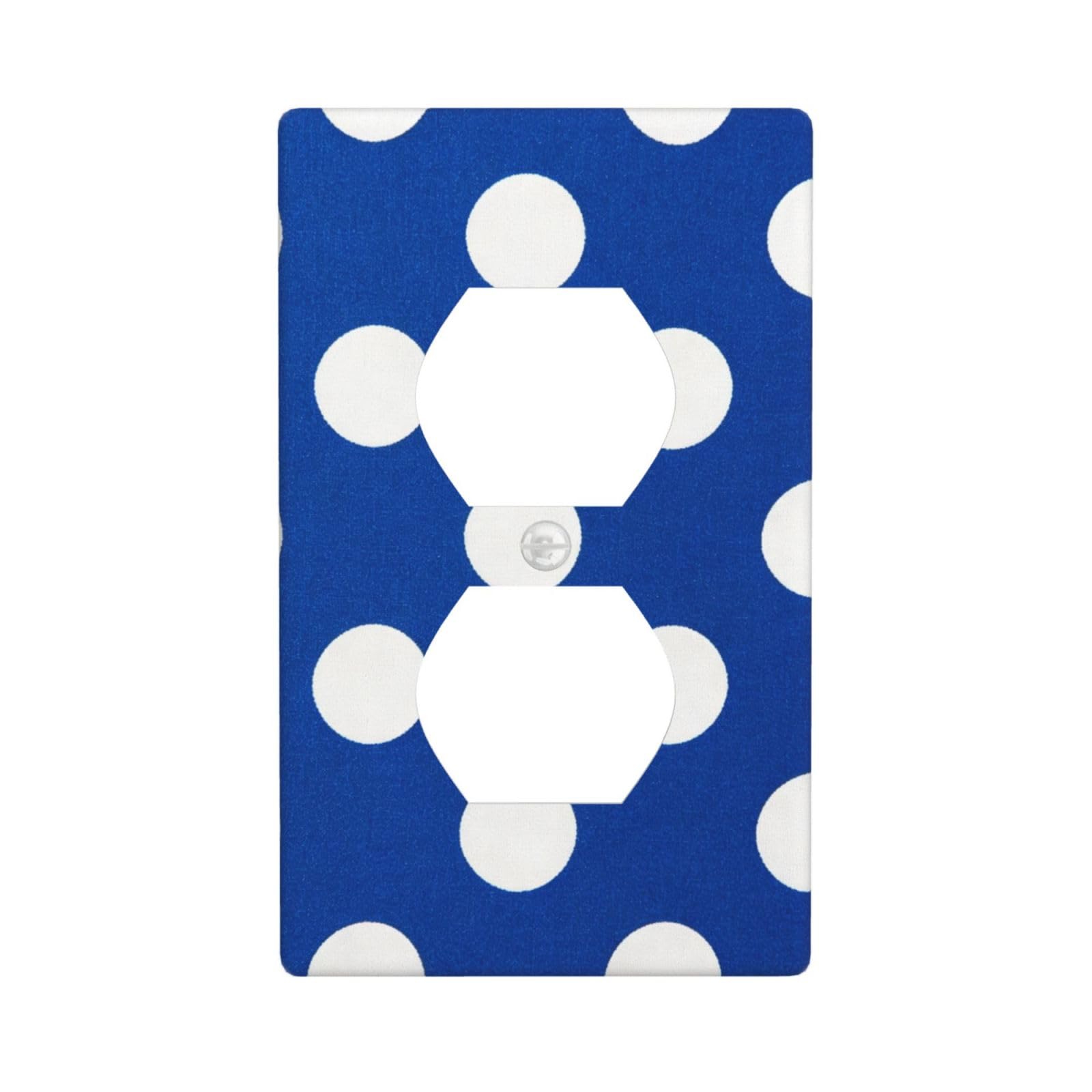Navy White Dot Decorative Switch Plate Cover-Unbreakable Polycarbonate Wall Plate for Home Office, 1 Gang with Screws