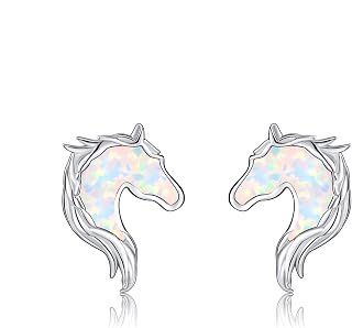 Horse Earrings Sterling Silver Opal Horse Stud Earrings Horse Jewelry Gifts for Women Girls